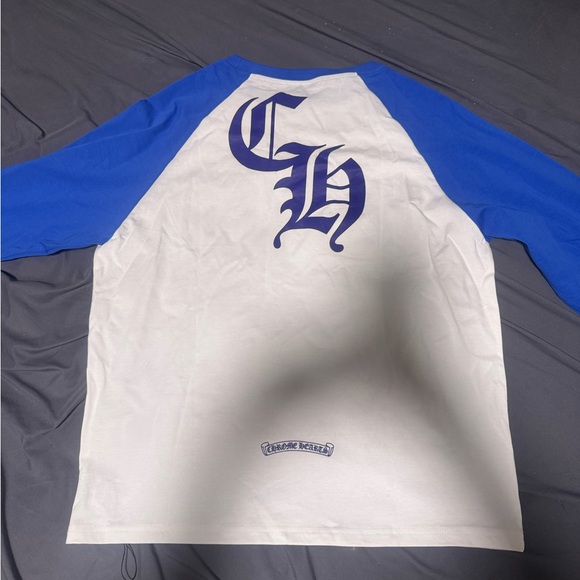 Blue and White Chrome Heart sweater
